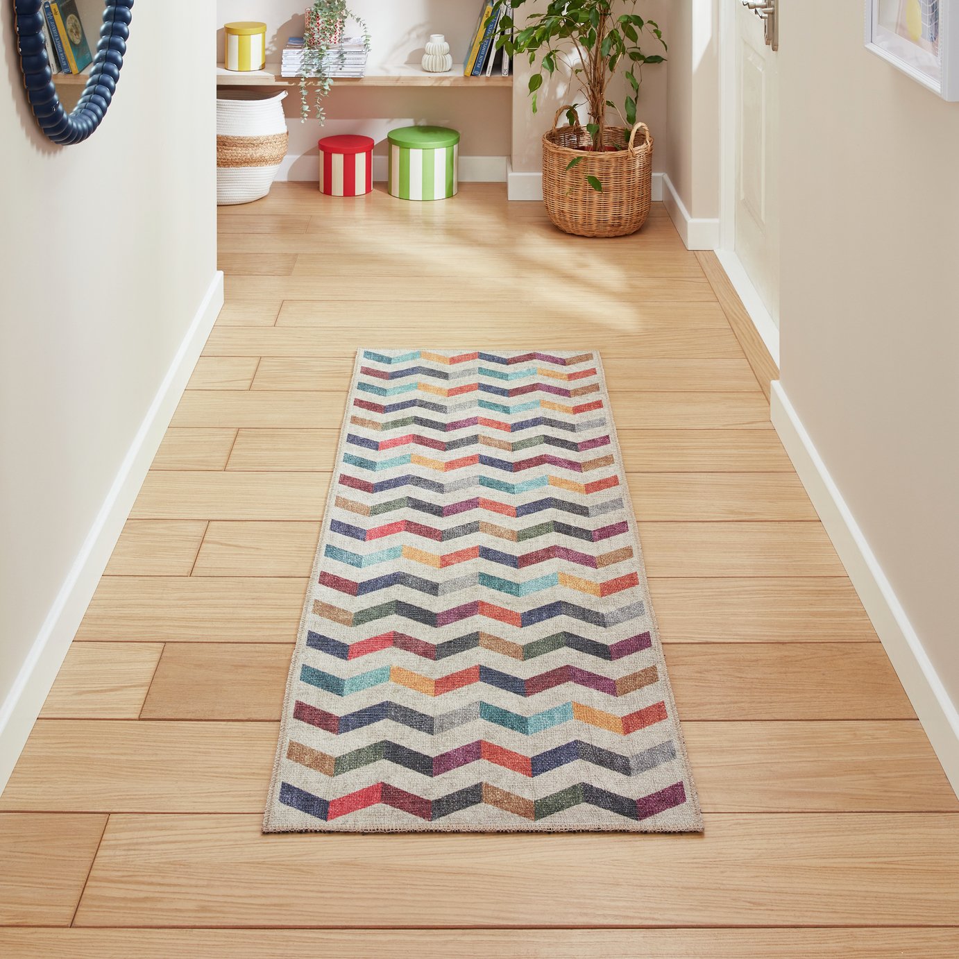 Think Rugs Washable Coral Flatweave Rug - 76x150cm