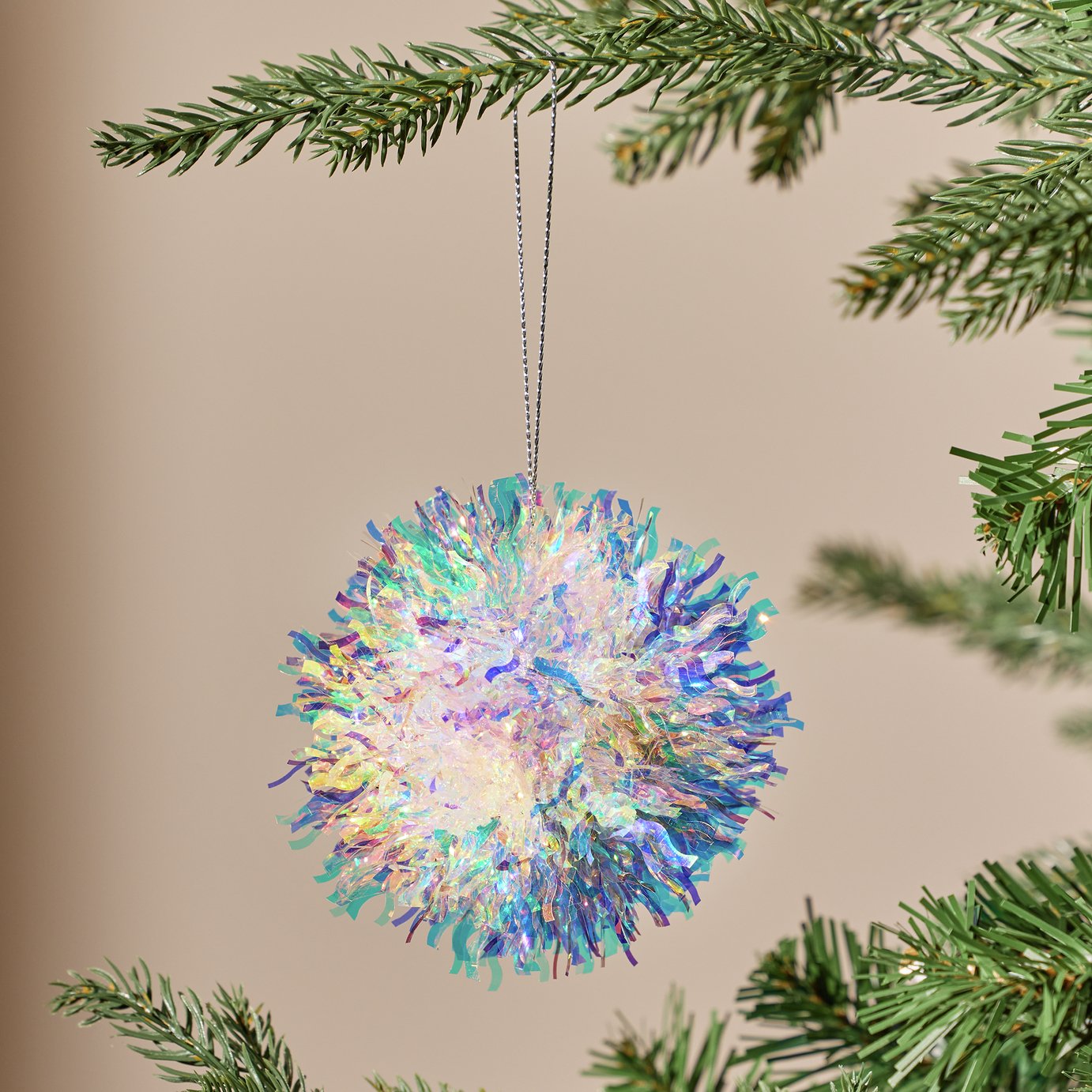 Argos Home Tinsel Pompom Hanging Christmas Ornament
