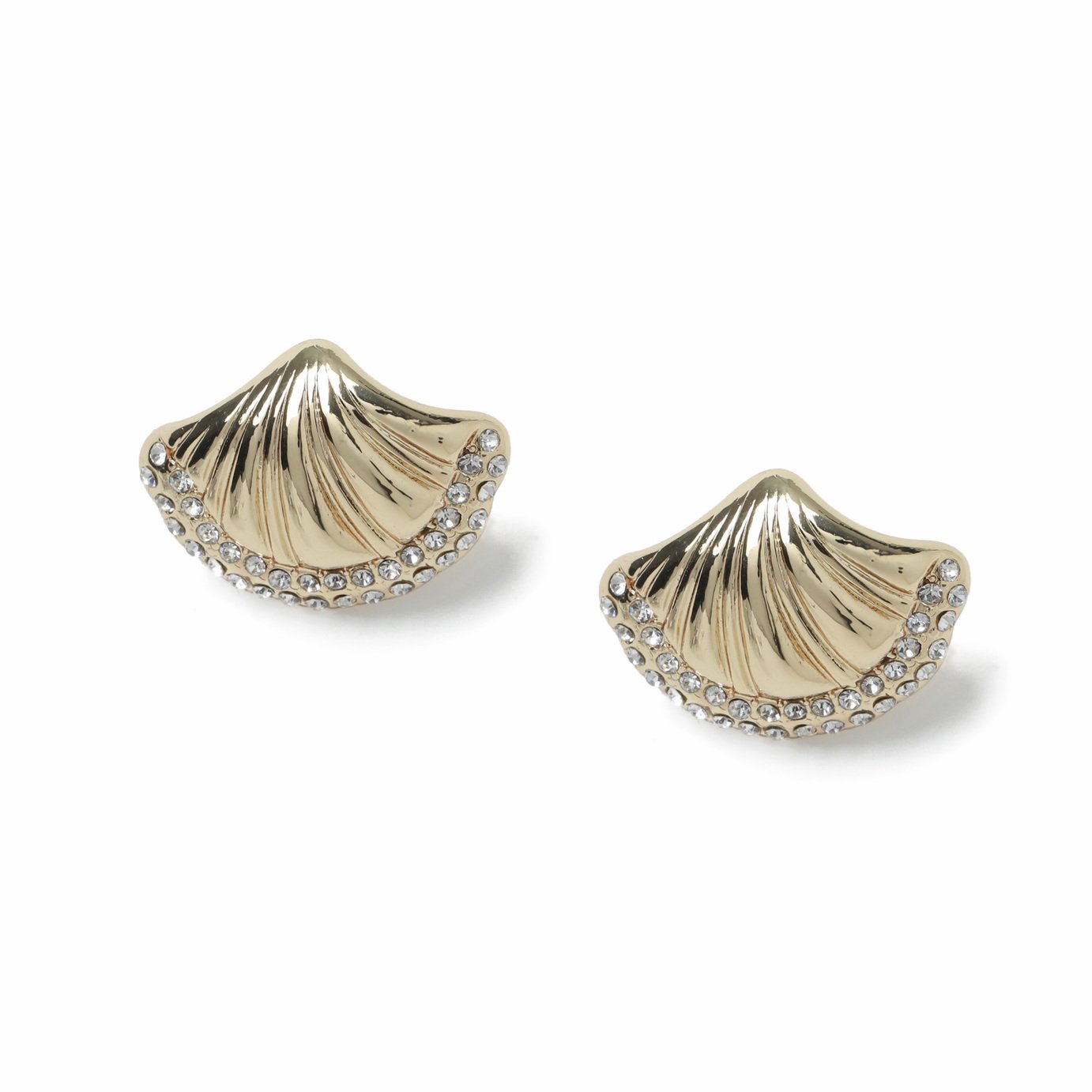 Freedom Gold Tone Crystal Shell Stud Earrings