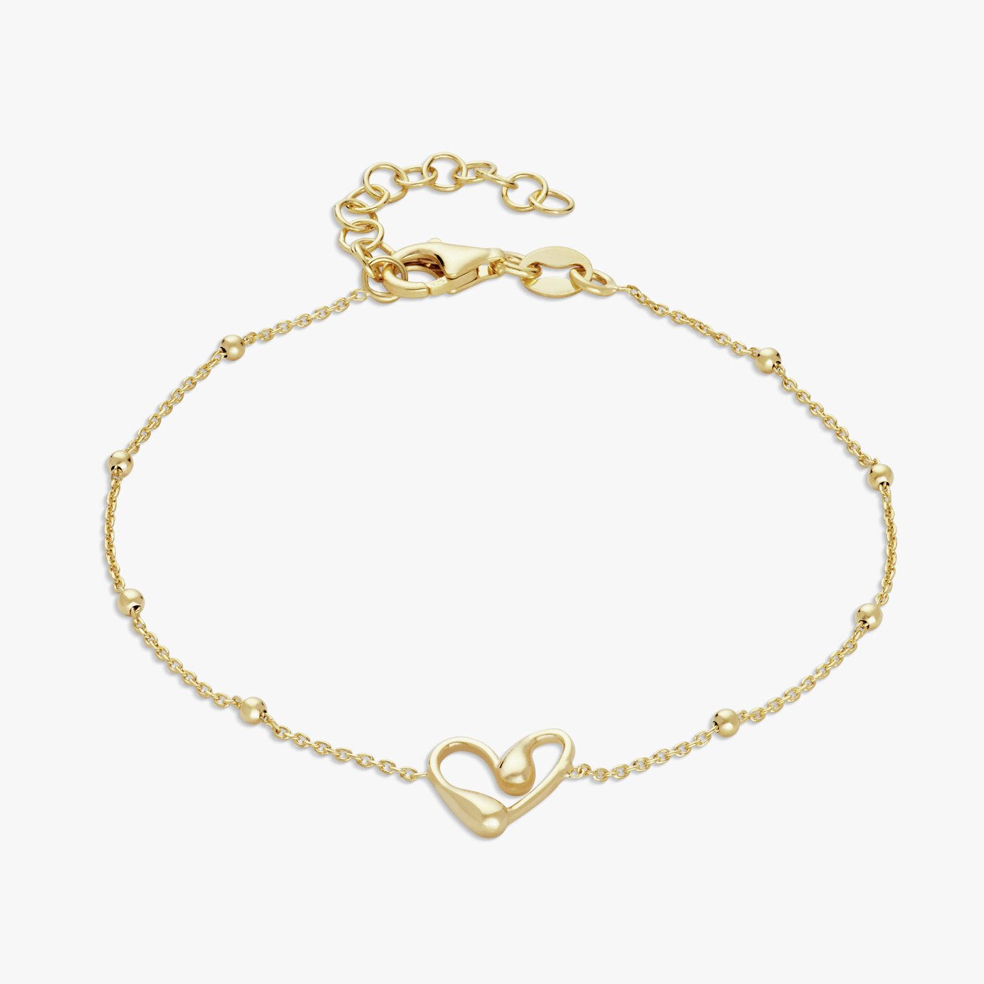 Revere 9ct Gold Plated Sterling Silver Heart Bracelet