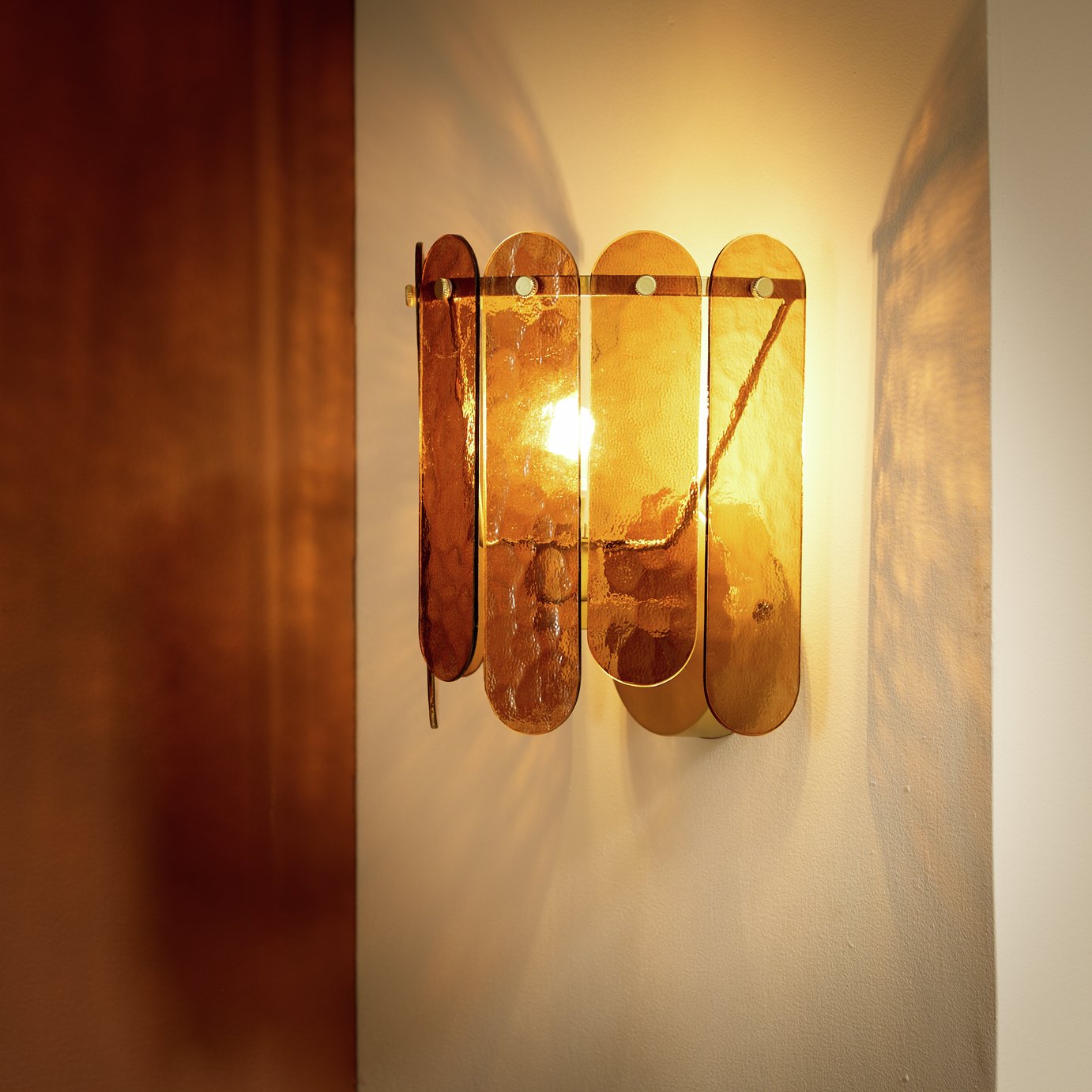 Habitat Textured Glass Wall Light - Amber