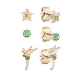 Disney Gold Crystal Tinkerbell Stud Earrings - Set of 3