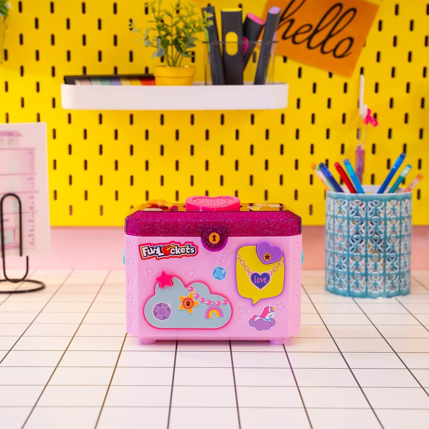 FunLockets Secret Jewellery Box with Message Recorder-Pink