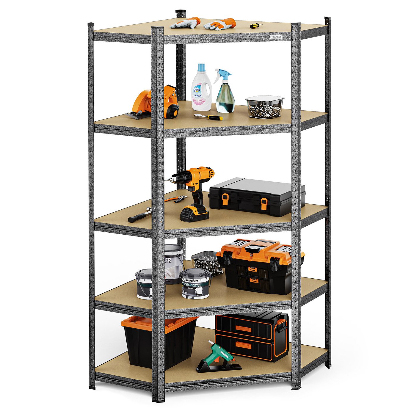 VonHaus 5 Tier Steel Corner Racking Shelving Unit