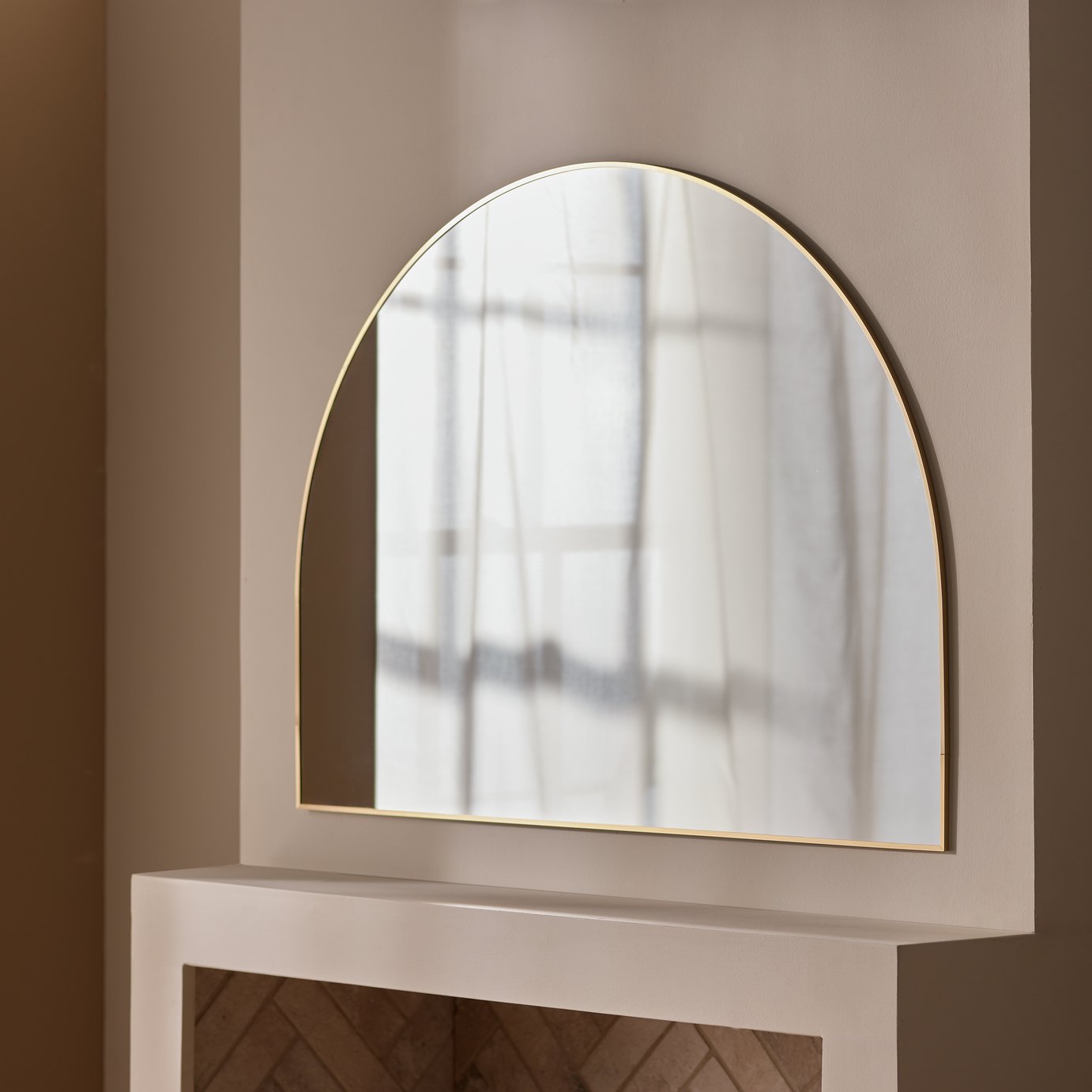 Habitat Overmantle Gold Aluminium Arch Wall Mirror - 100x75cm