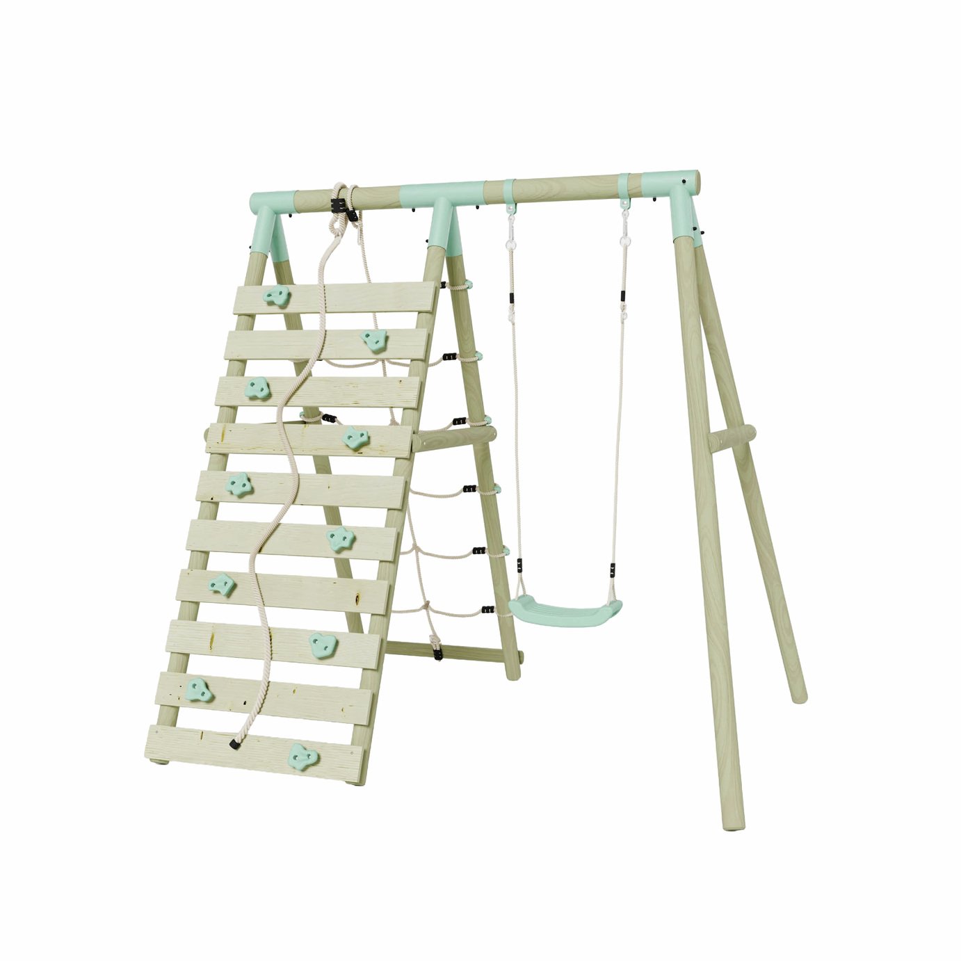 Mercia Wooden Single Swing with Climbing Wall
