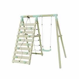 Mercia Wooden Single Swing with Climbing Wall