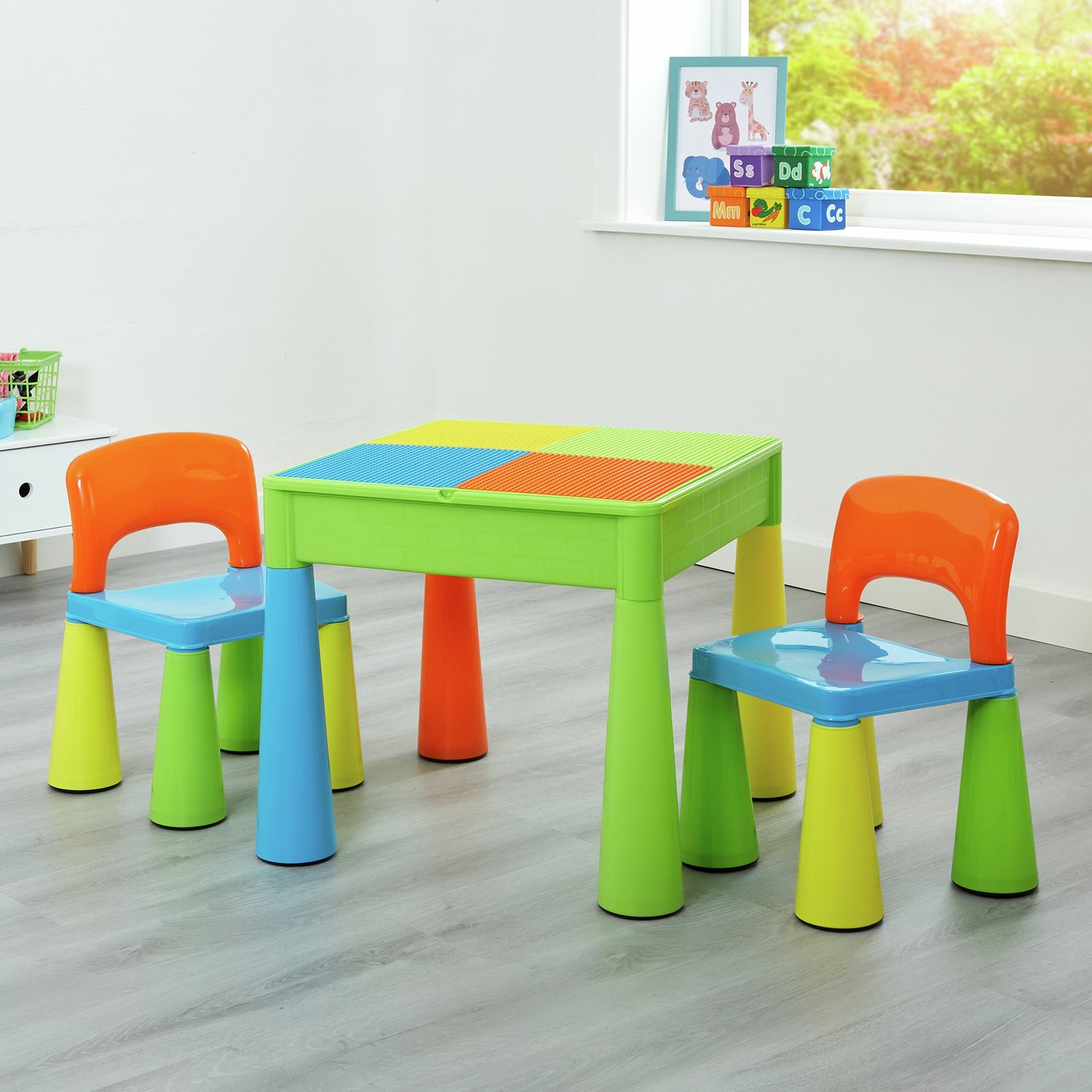 Liberty House Toys Kids 5in1 Table & 2 Chairs -Multicoloured