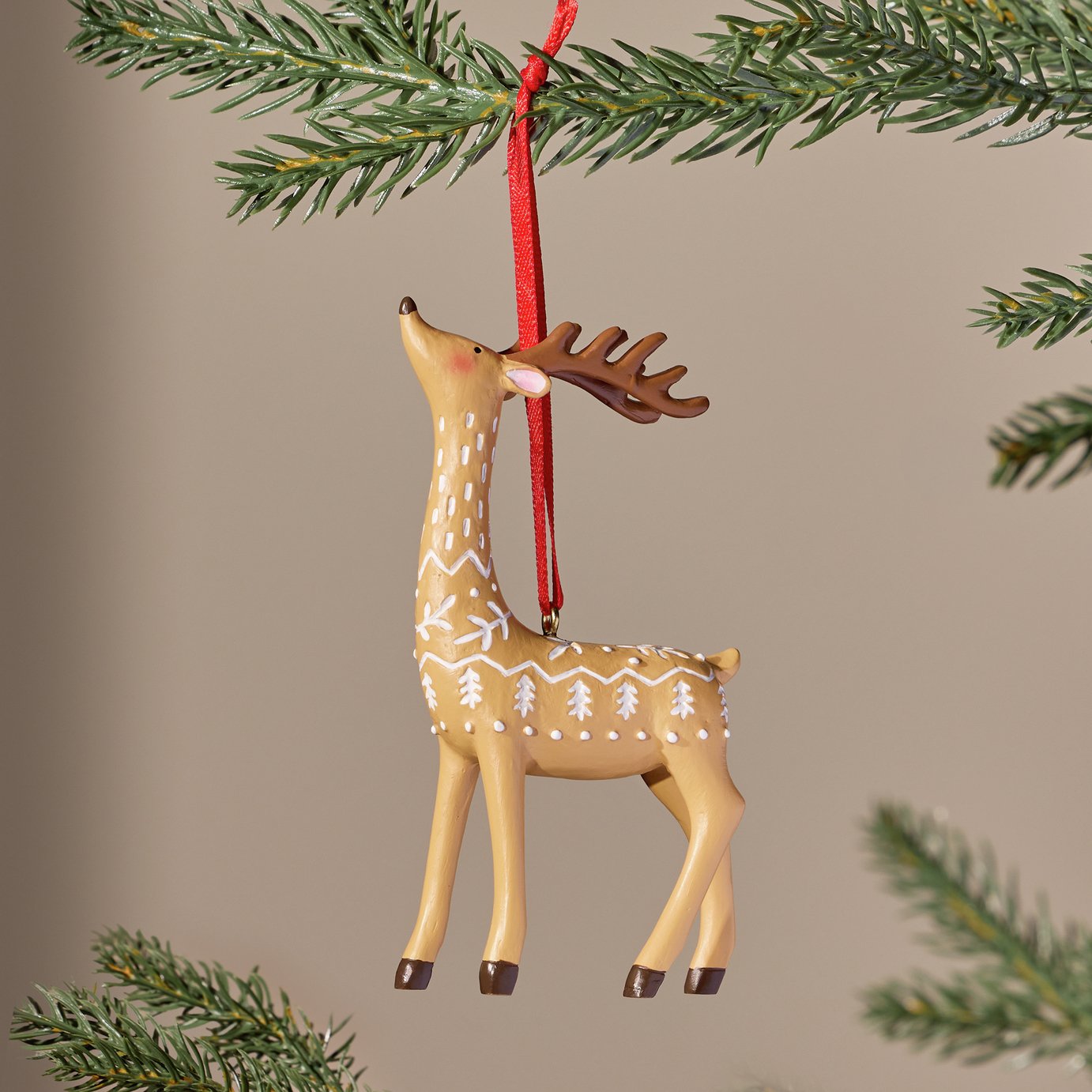 Argos Home Reindeer Hanging Christmas Ornament