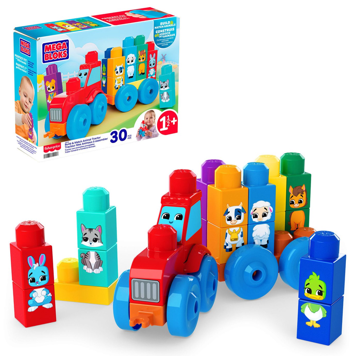 Mega Bloks Build & Match Animal Tractor Block Toy