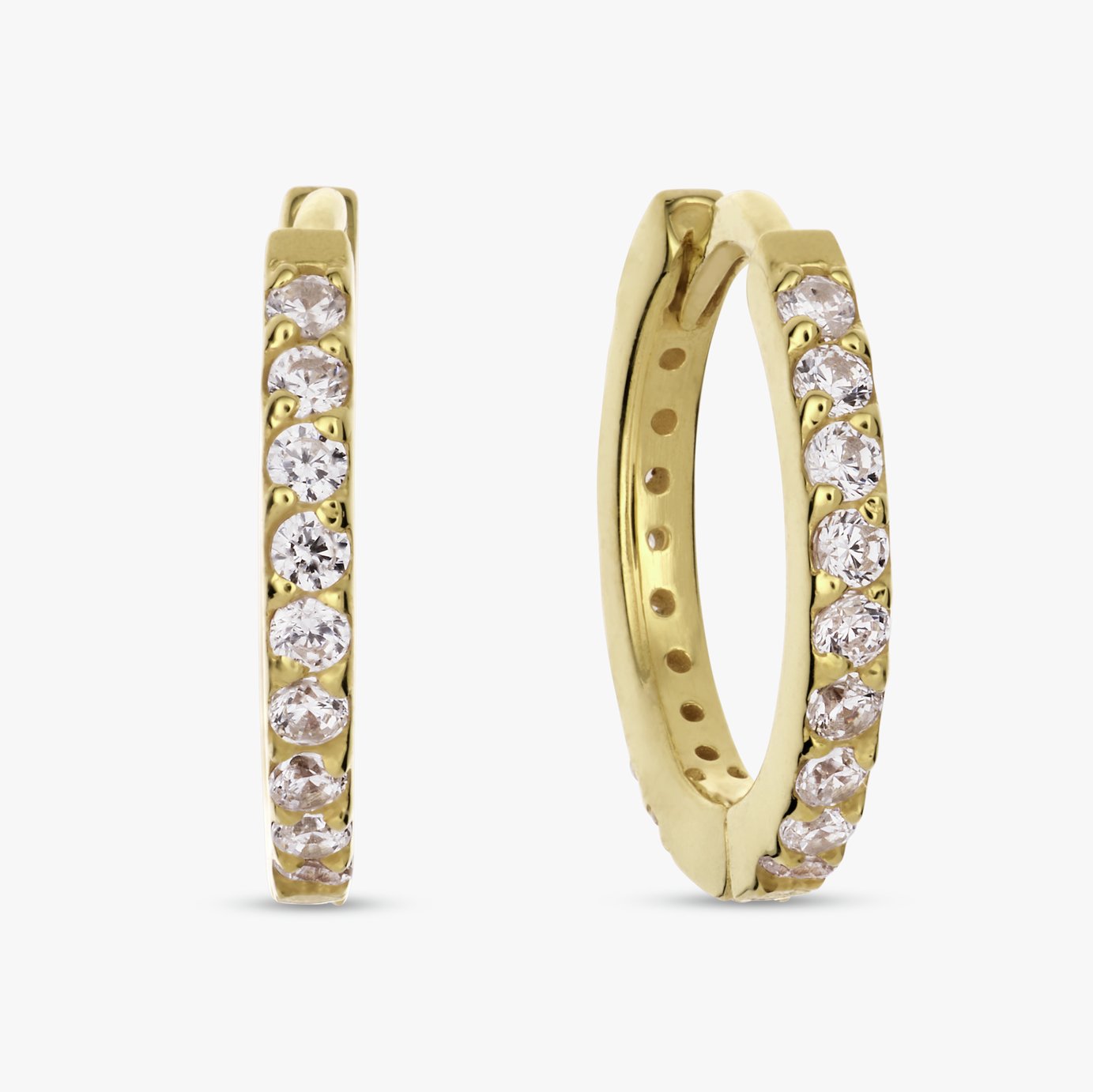 Revere Gold Plated Sterling Silver Pave Set Hoop Earrings