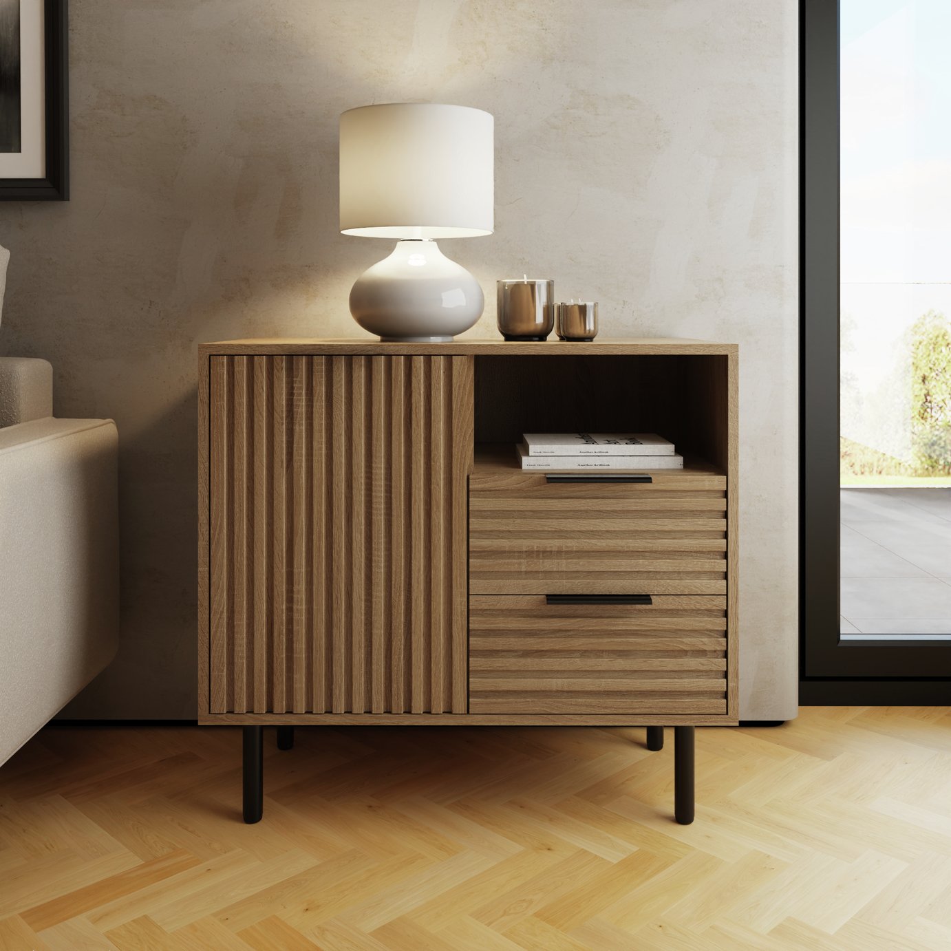 GFW Nervata 1 Door 2 Drawer Sideboard – Natural
