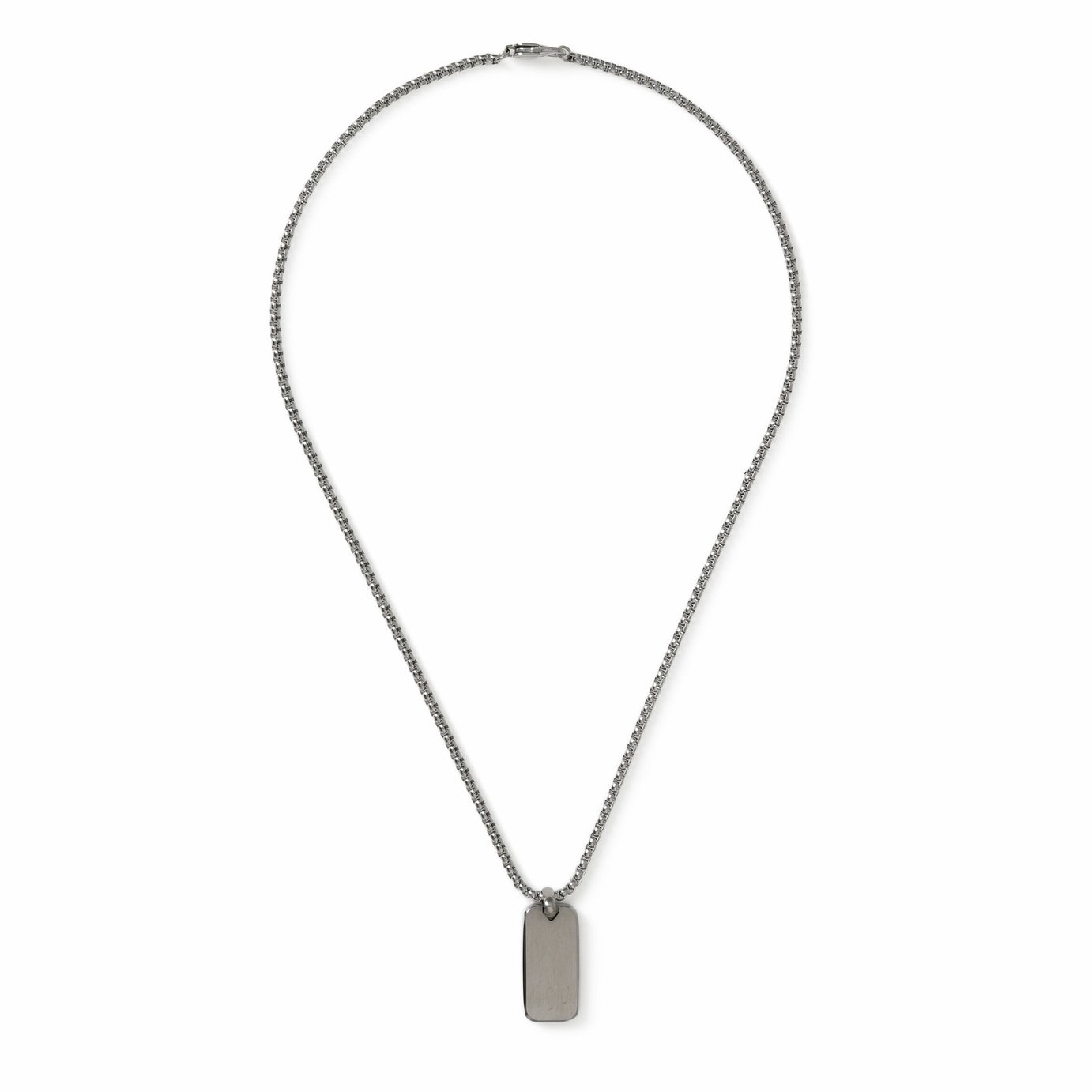 Uncommon Souls Silver Tone Dog Tag Pendant Necklace