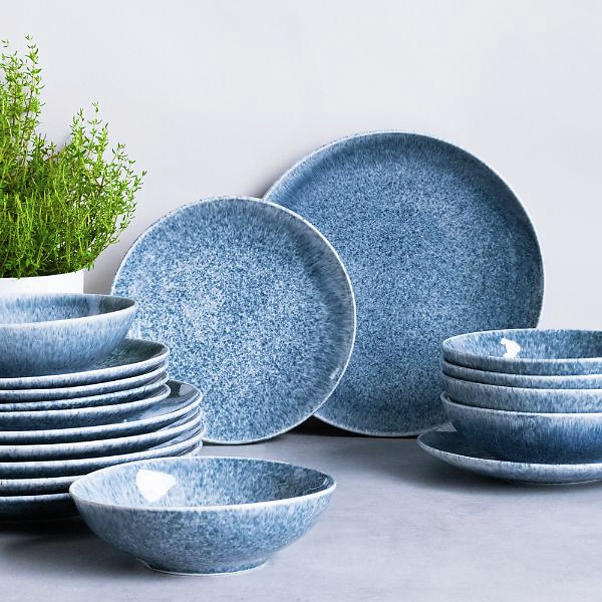 Code Maison Feather Reactive 18 Piece Dinner Set - Blue