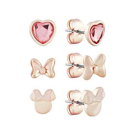 Disney Rose Gold Crystal Minnie Stud Earrings - Set of 3