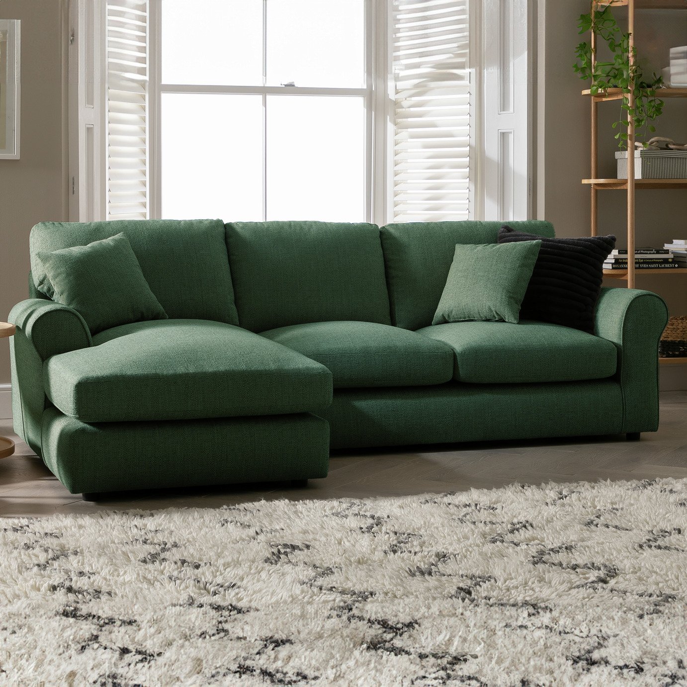 Argos Home Lisbon Fabric Left Hand Corner Chaise Sofa - Green