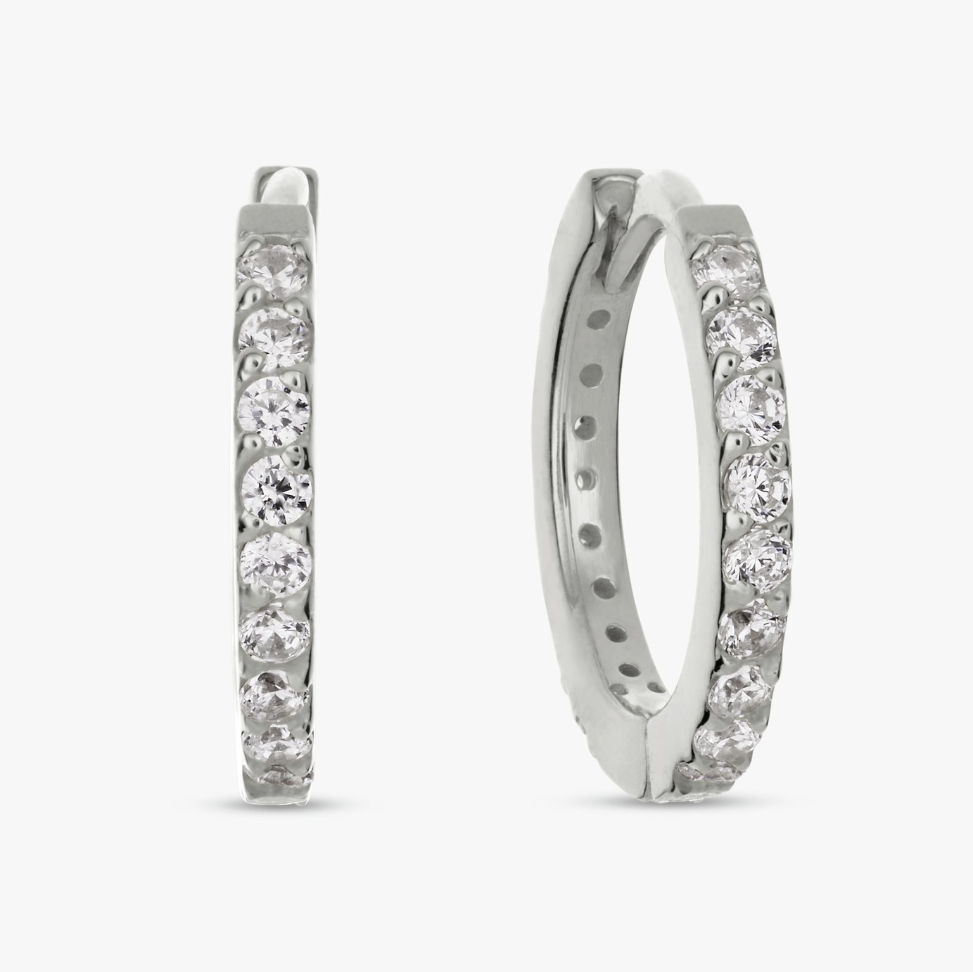 Revere Sterling Silver Pave Set Huggies Earrings