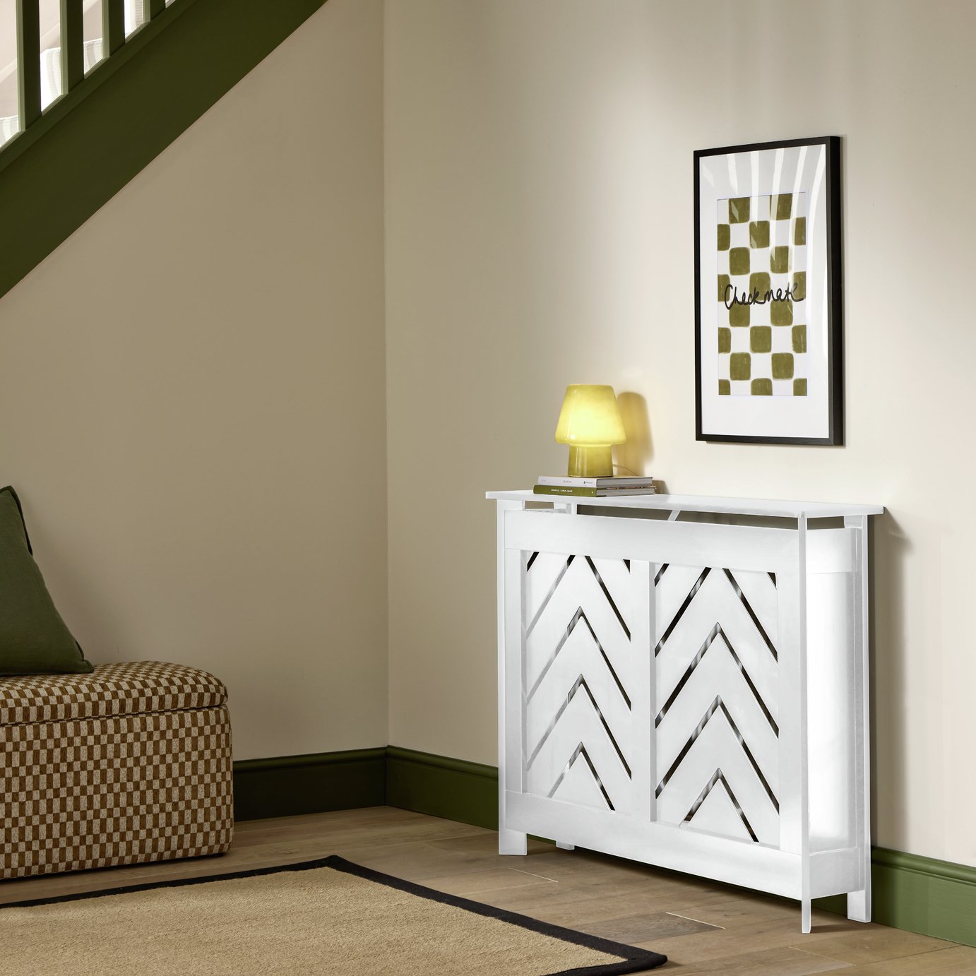 Habitat Chevron Small Radiator Cover - White
