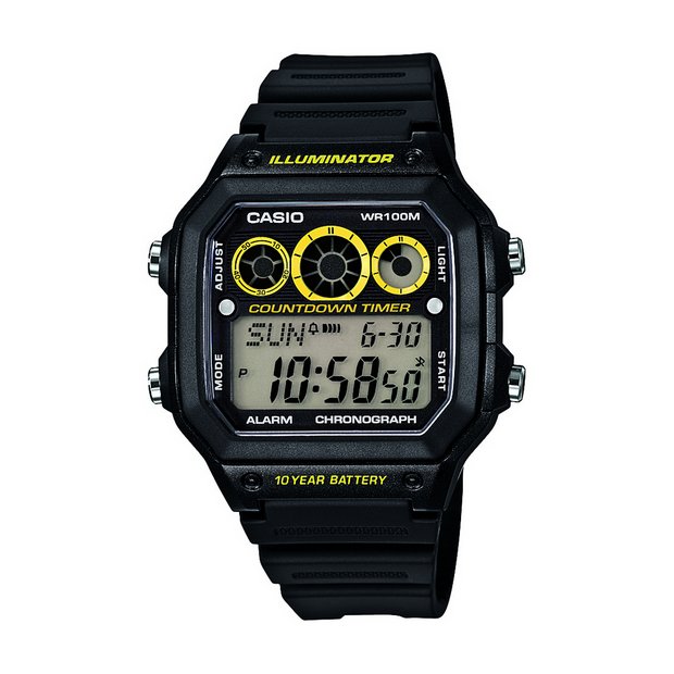 Buy Casio Men s Illuminator Black Resin Strap Watch Men s watches Argos