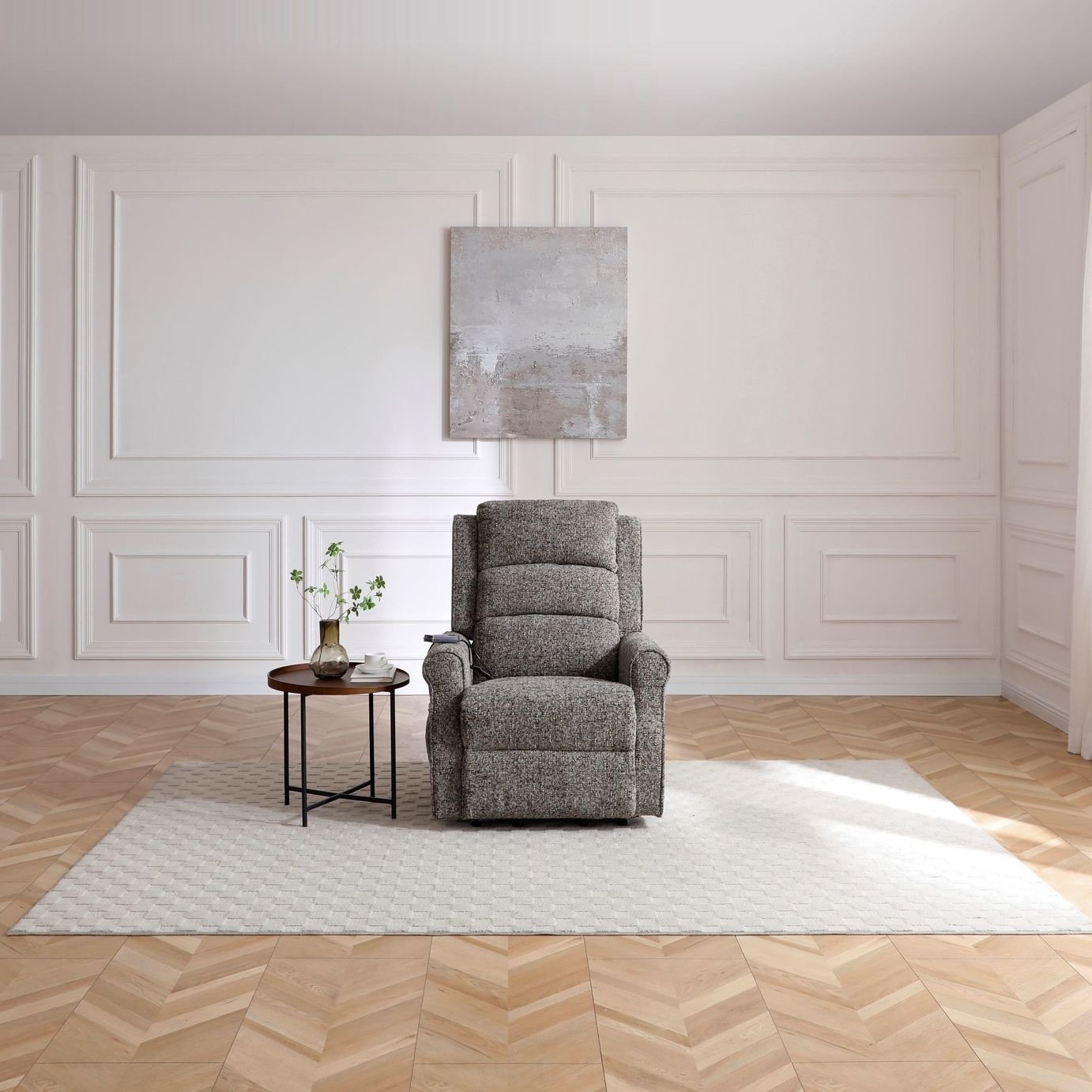 Kyoto Betsy Fabric Power Recliner Chair - Grey