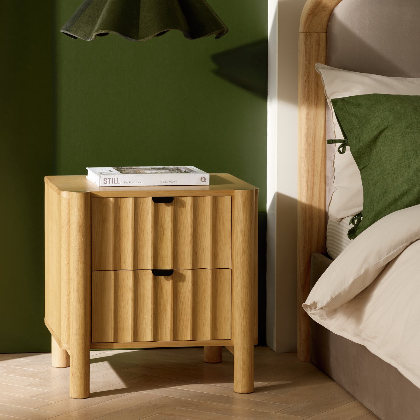 Habitat Heena 2 Drawer Bedside Table - Natural Wood