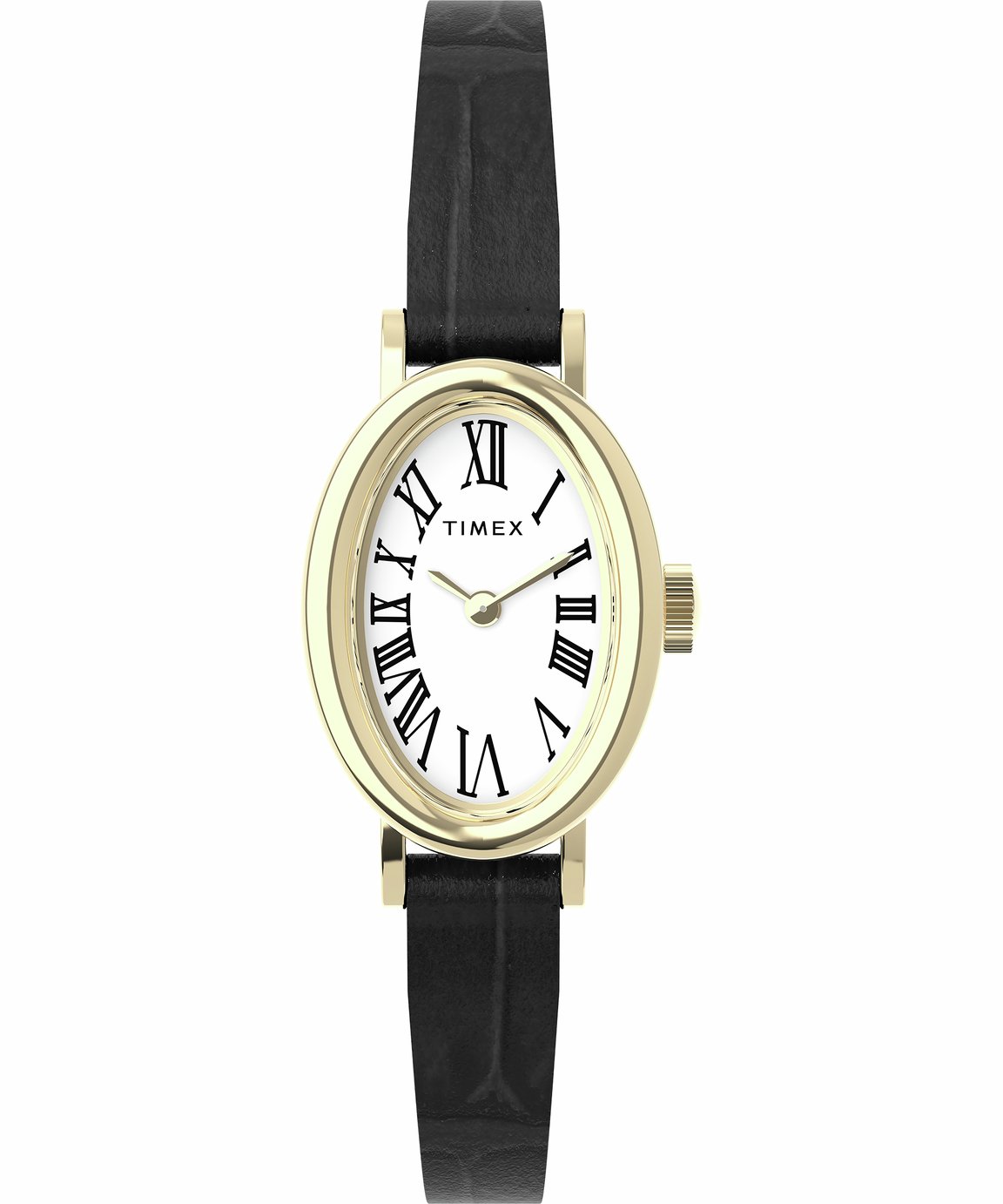 Timex Cavatina White Dial Black Leather Strap Watch