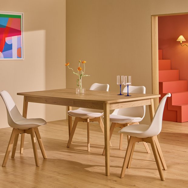  Sylas Solid Wood 4 Seater Dining Table - Natural