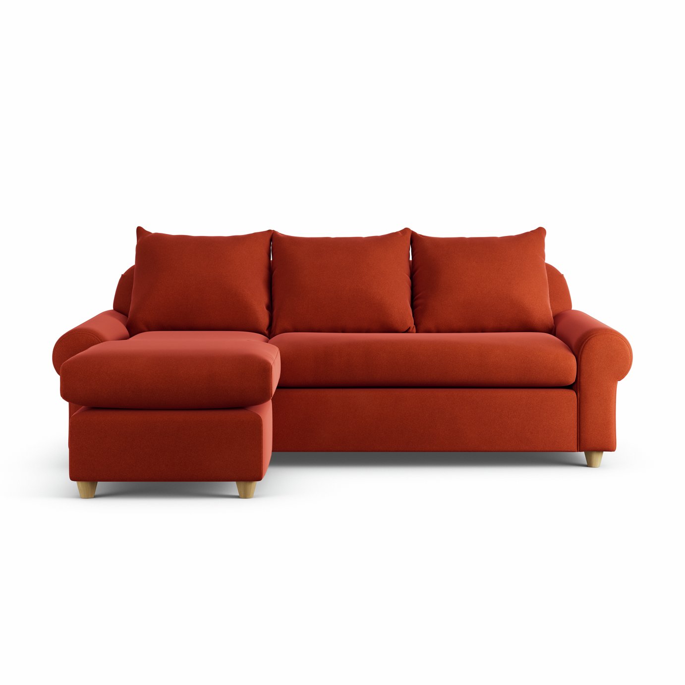 Habitat Whitby Reversible Chaise Sofa - Burnt Orange-Ash Leg
