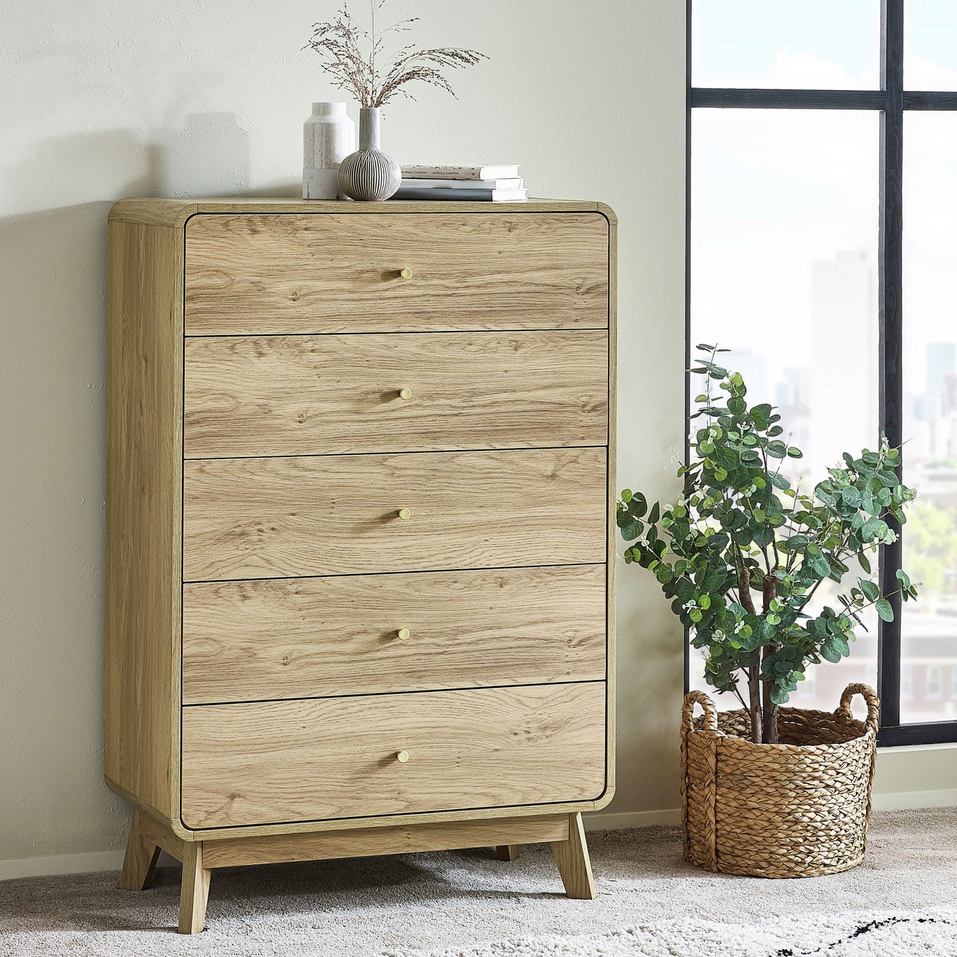 Julian Bowen Ingrid 5 Drawer Chest - Light Oak