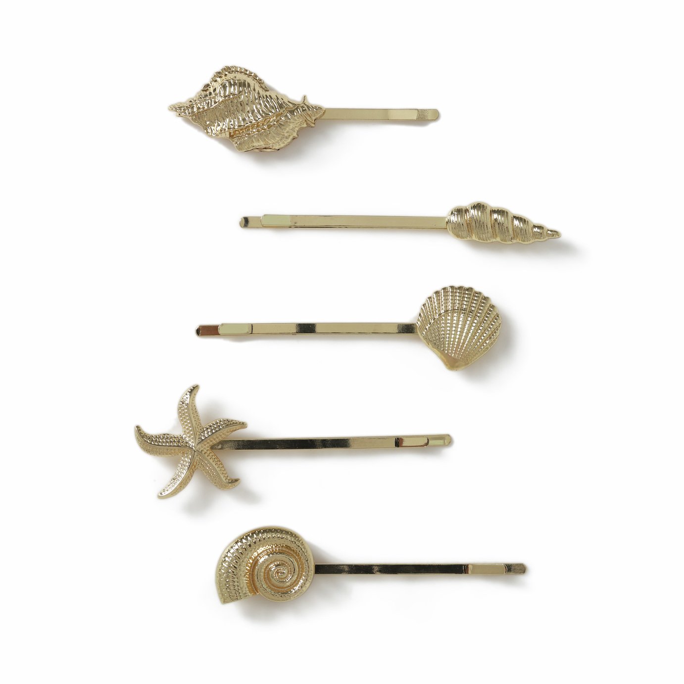 Freedon Metal Gold Shell Hair Slides - Pack of 5