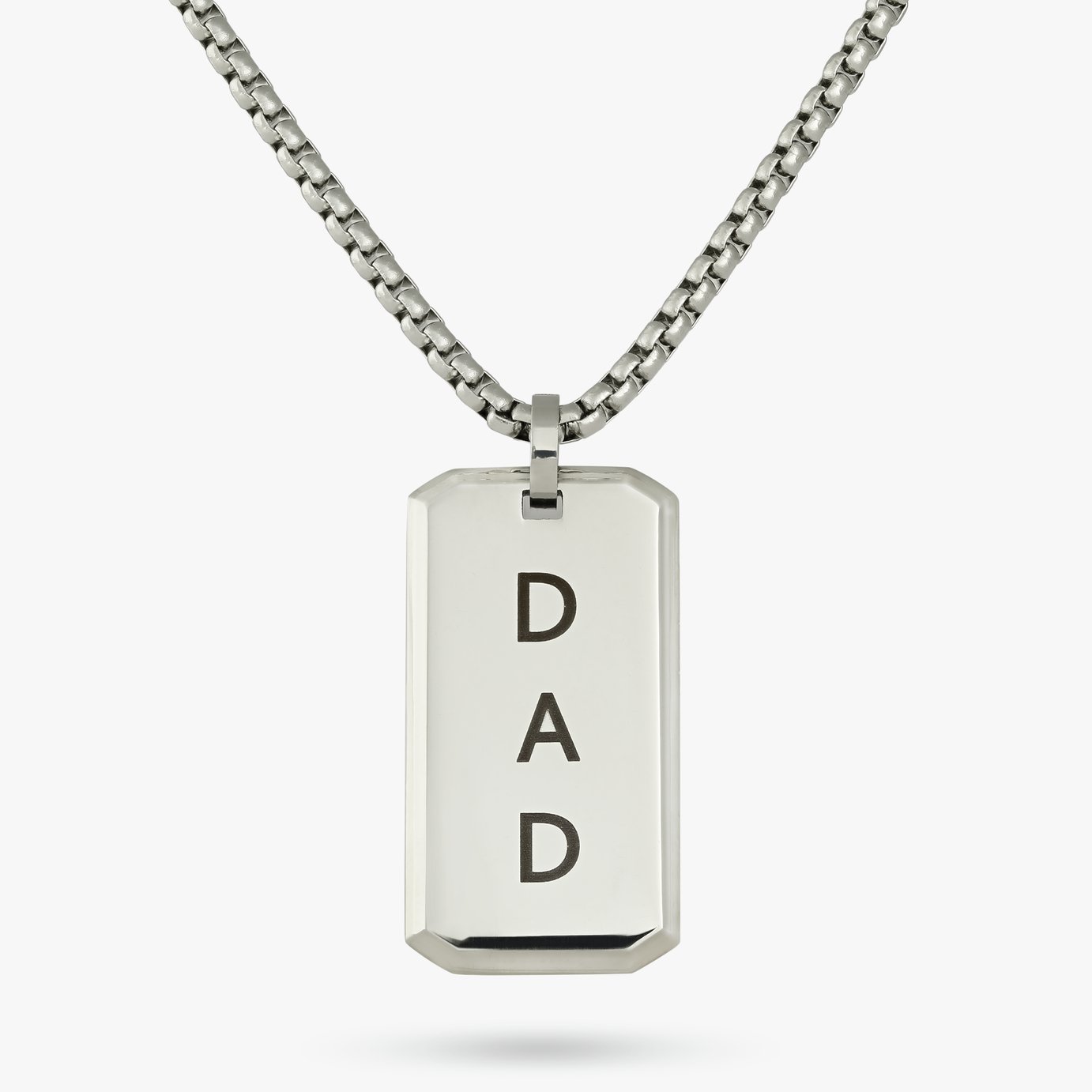Revere Men's Stainless Steel Rectangular DAD Dog Tag Pendant