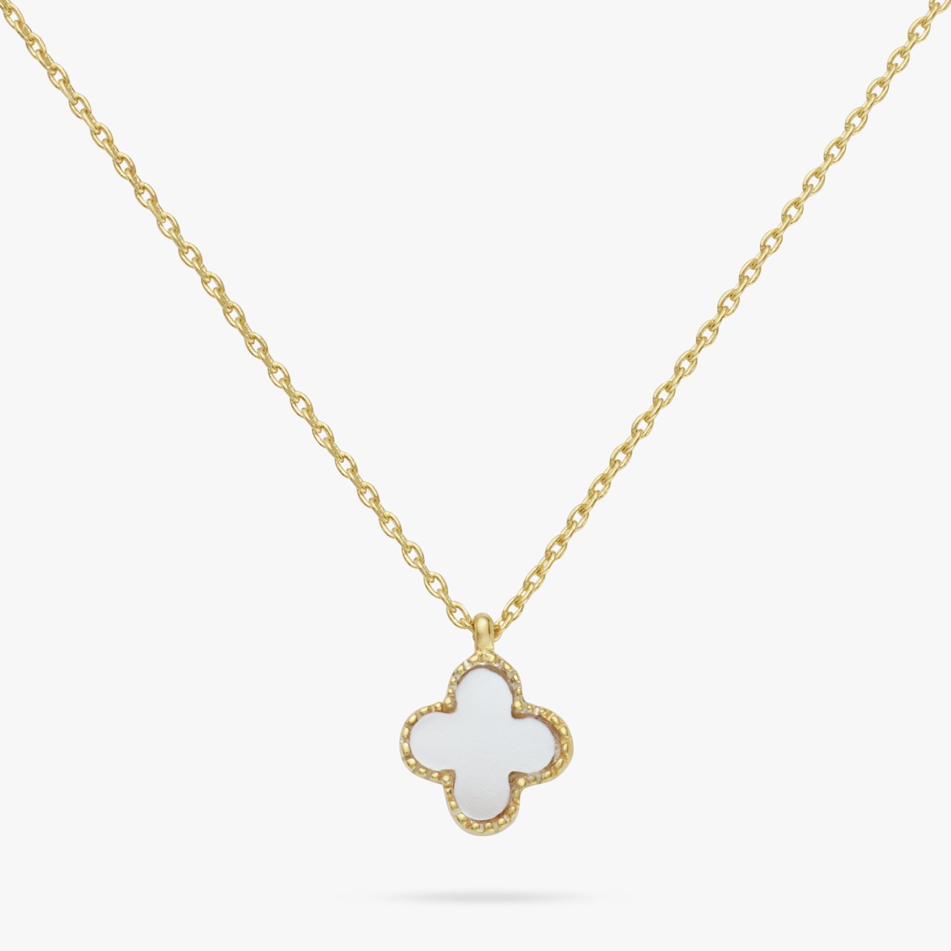 Revere Gold Plated Silver MOP Clover Pendant Necklace