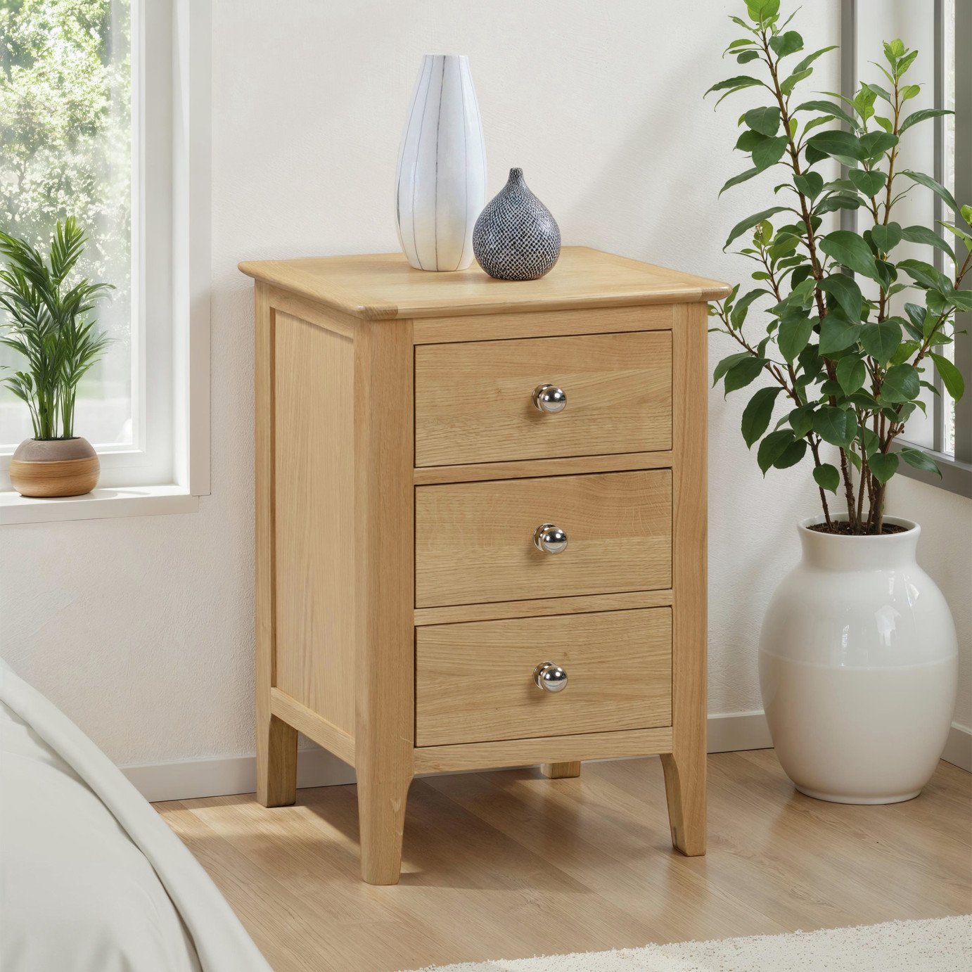 Julian Bowen Cotswold 3 Drawer Bedside Table - Light Oak