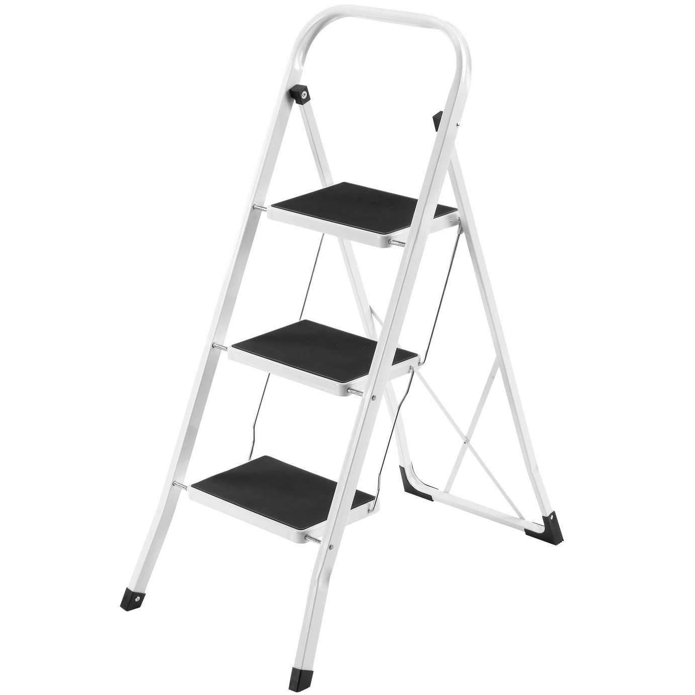 VonHaus 3 Tread Foldable Step Ladder - White
