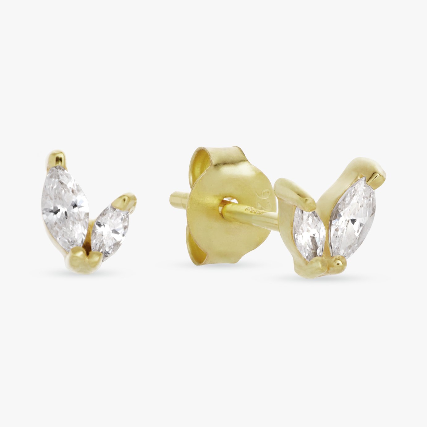 Revere Gold Plated Silver Dainty Marquise Stud Earrings