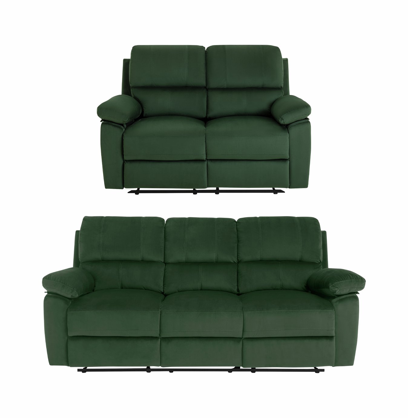 Argos Home Toby Velvet 2 & 3Seater Recliner Sofa - Green