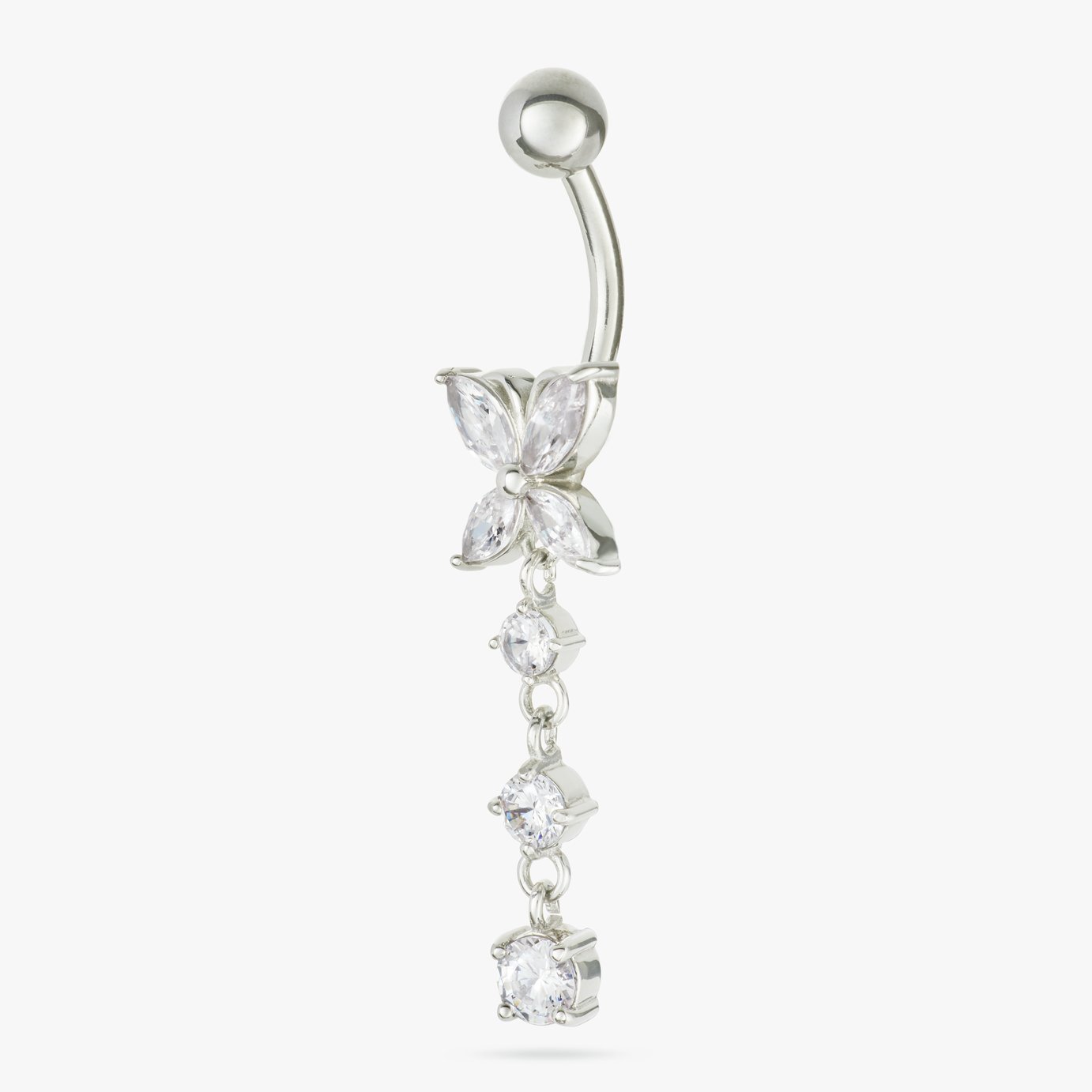 Revere Surgical Steel Cubic Zirconia Flower Belly Bar
