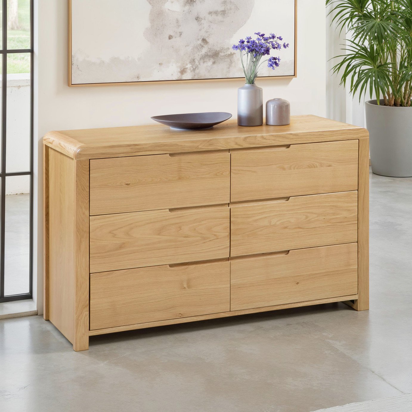 Julian Bowen Curve 6 Drawer Chest - Light Oak