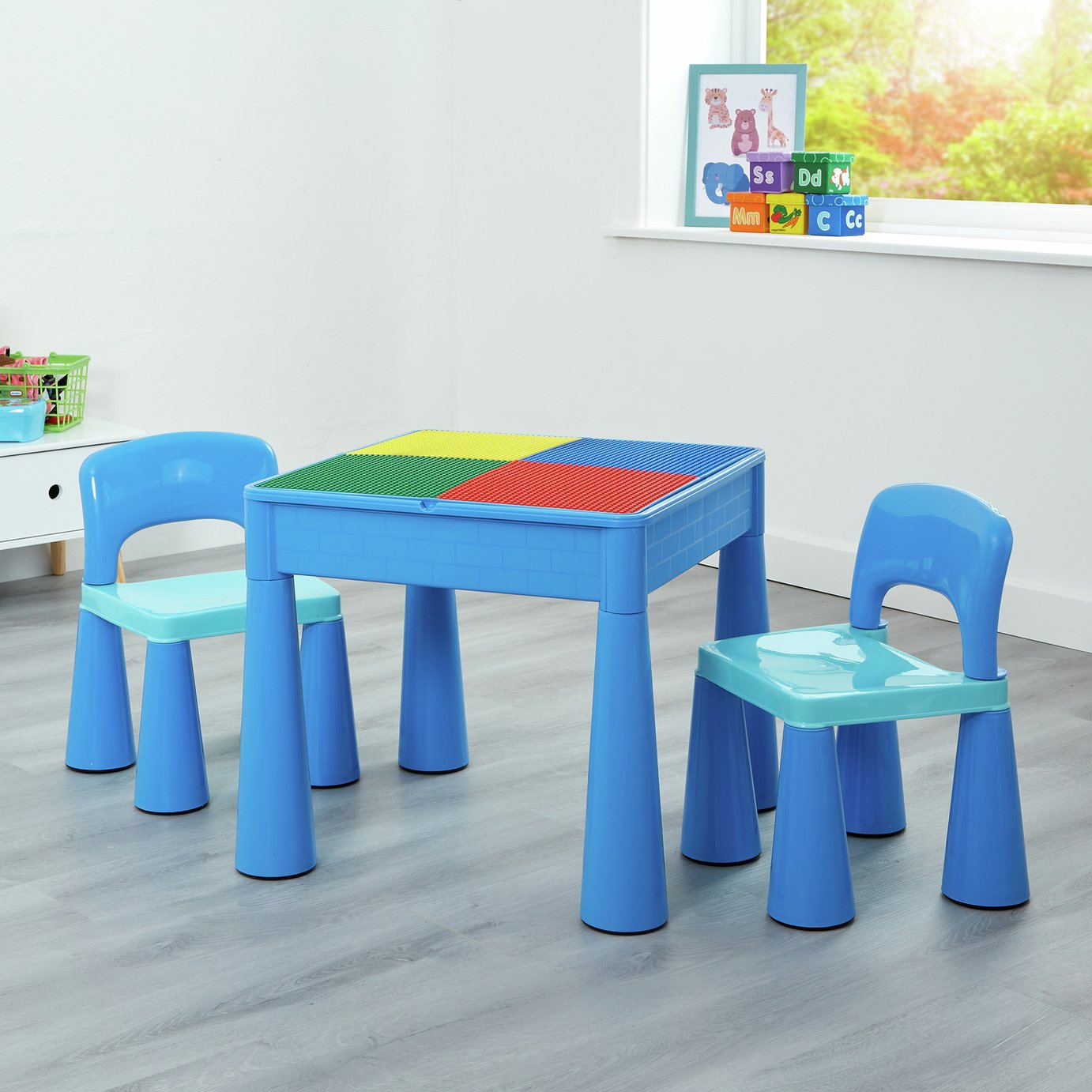 Liberty House Toys Kids 5-in-1 Table & 2 Chairs - Blue