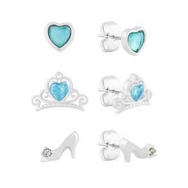 Disney Silver Crystal Cinderella Stud Earrings - Set of 3
