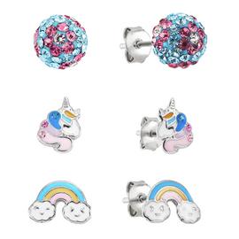 Revere Sterling Silver Kids Unicorn Ball Earrings Set of 3