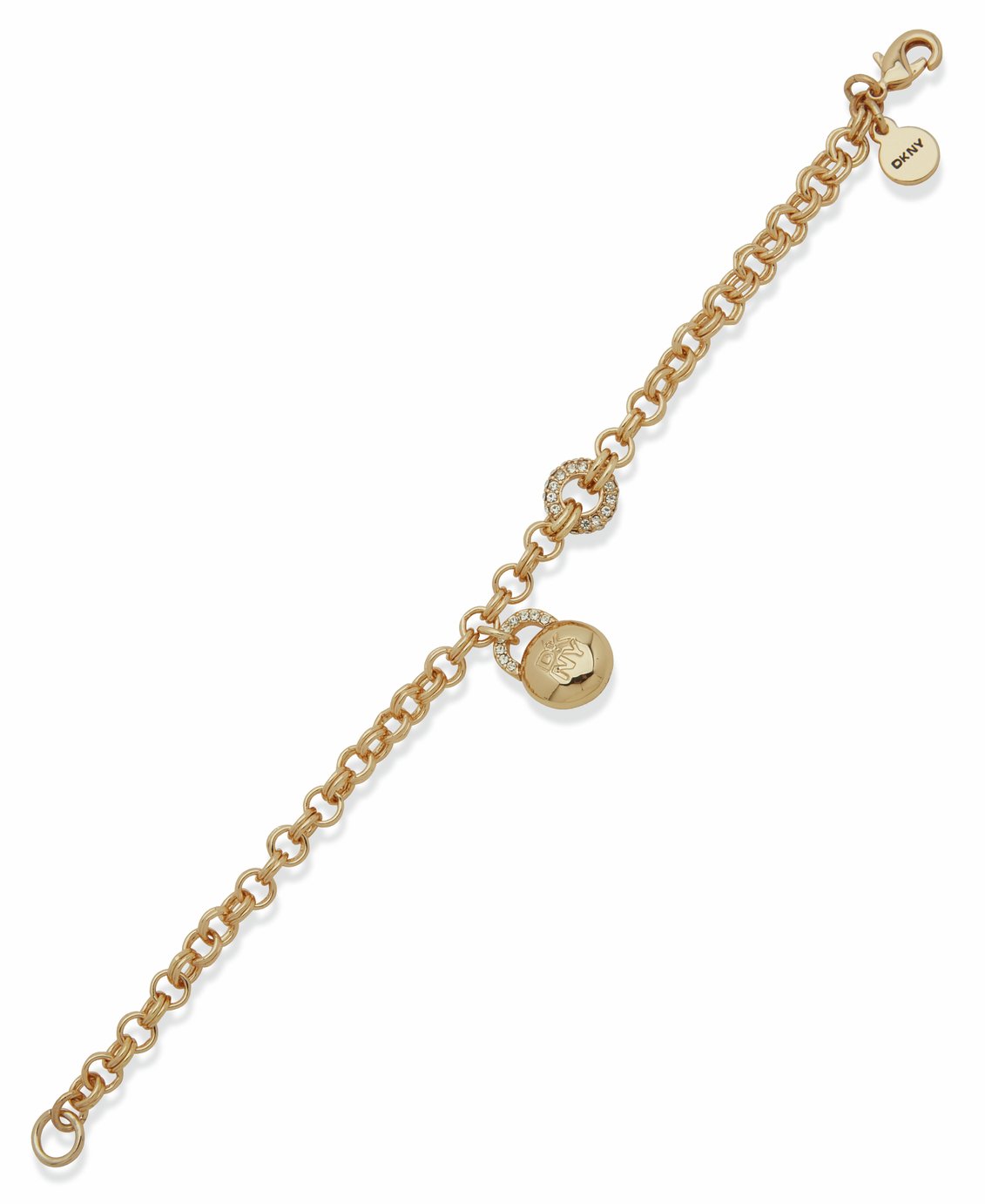 DKNY Gold Tone Pave Logo Lock Flex Bracelet
