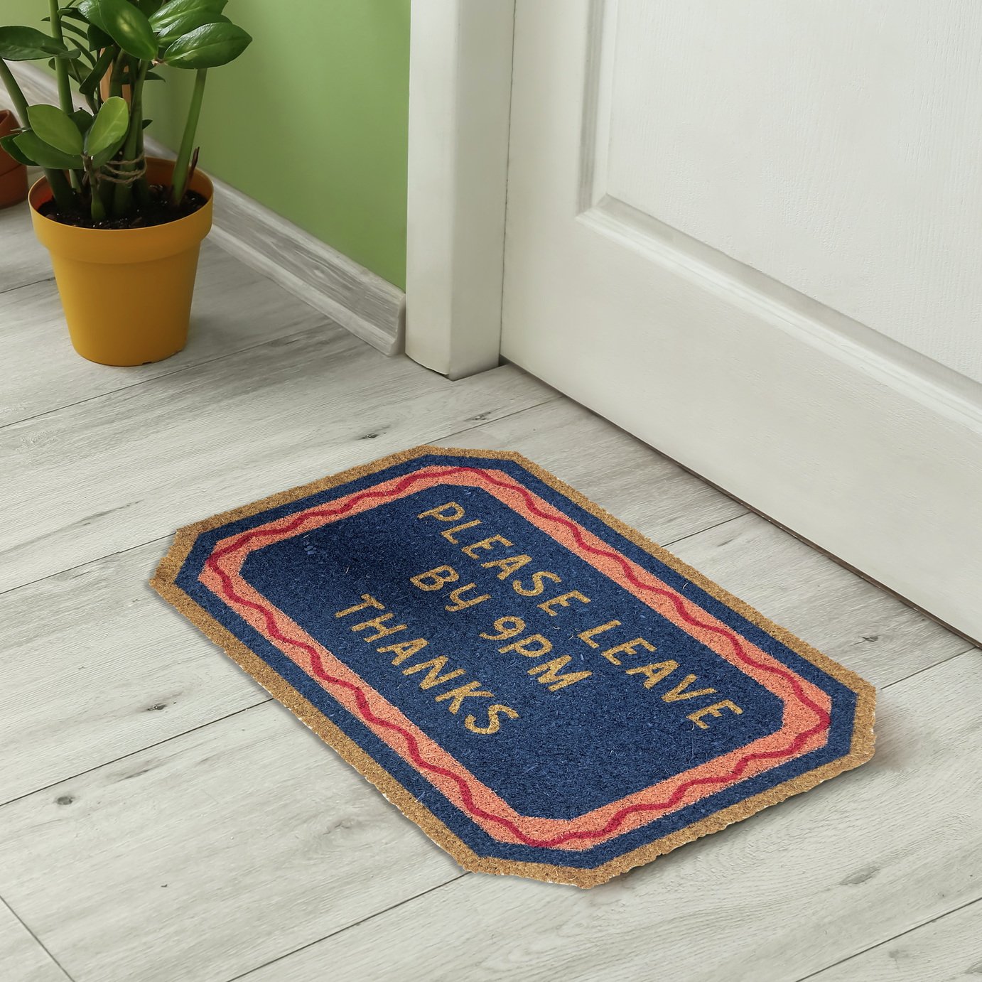 Mighty Mats Please Leave by 9PM Blue Doormat - 40x60cm