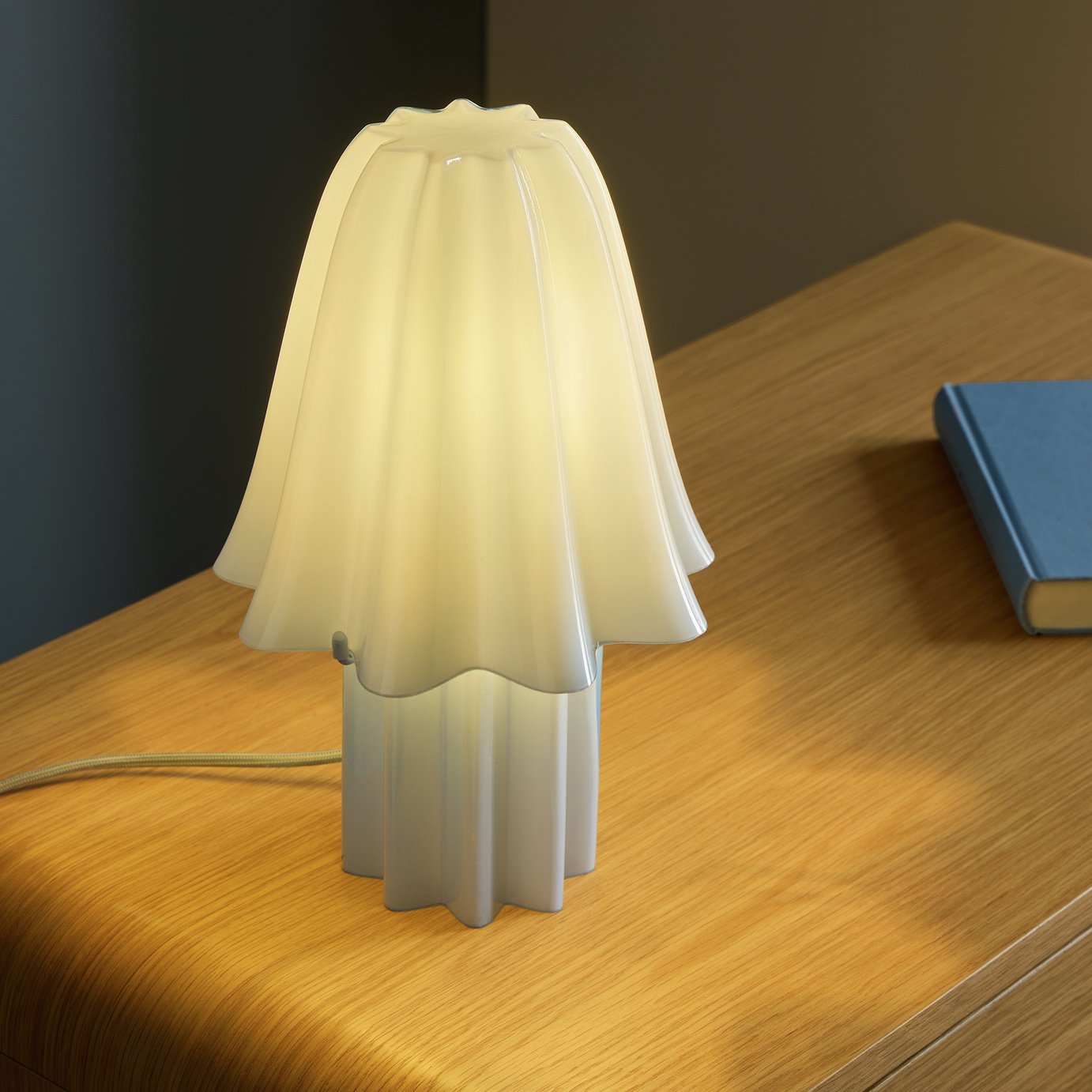 Habitat Winnie Handkerchief Glass Table Lamp - Light blue