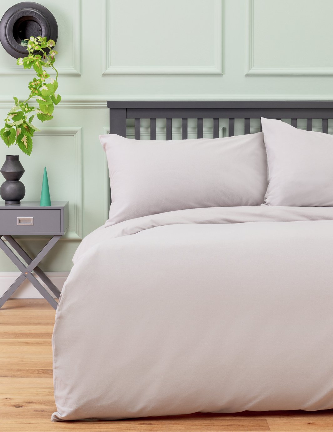 Habitat Soft and Cosy Brushed Cotton Grey Bedding Set - D