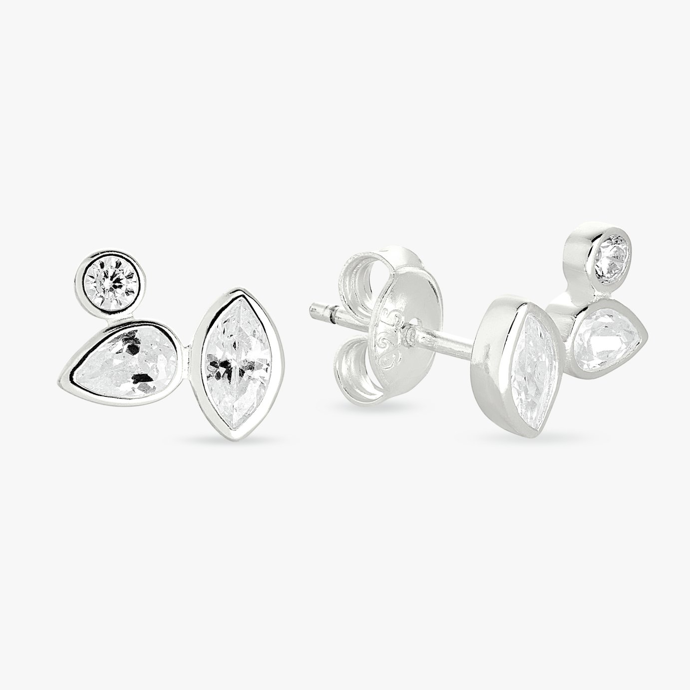Revere Sterling Silver Marquise Cubic Zirconia Stud Earrings