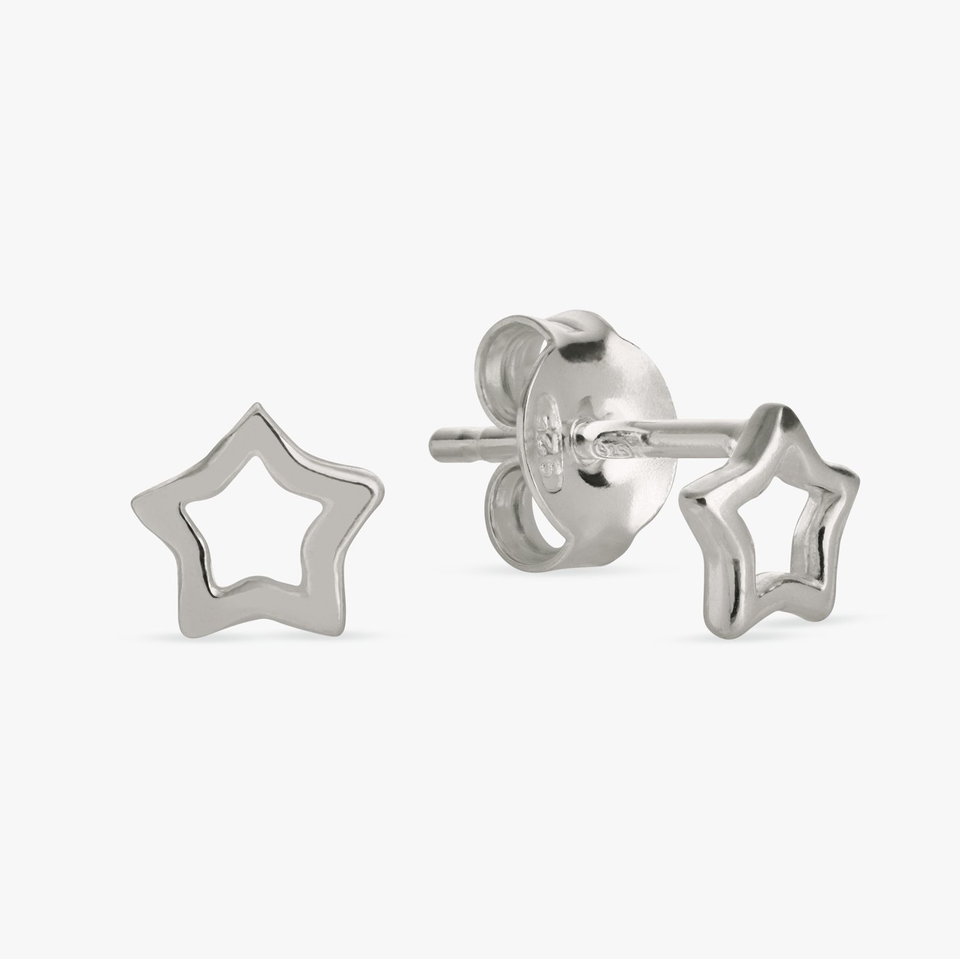 Revere Sterling Silver Open Star Stud Earrings