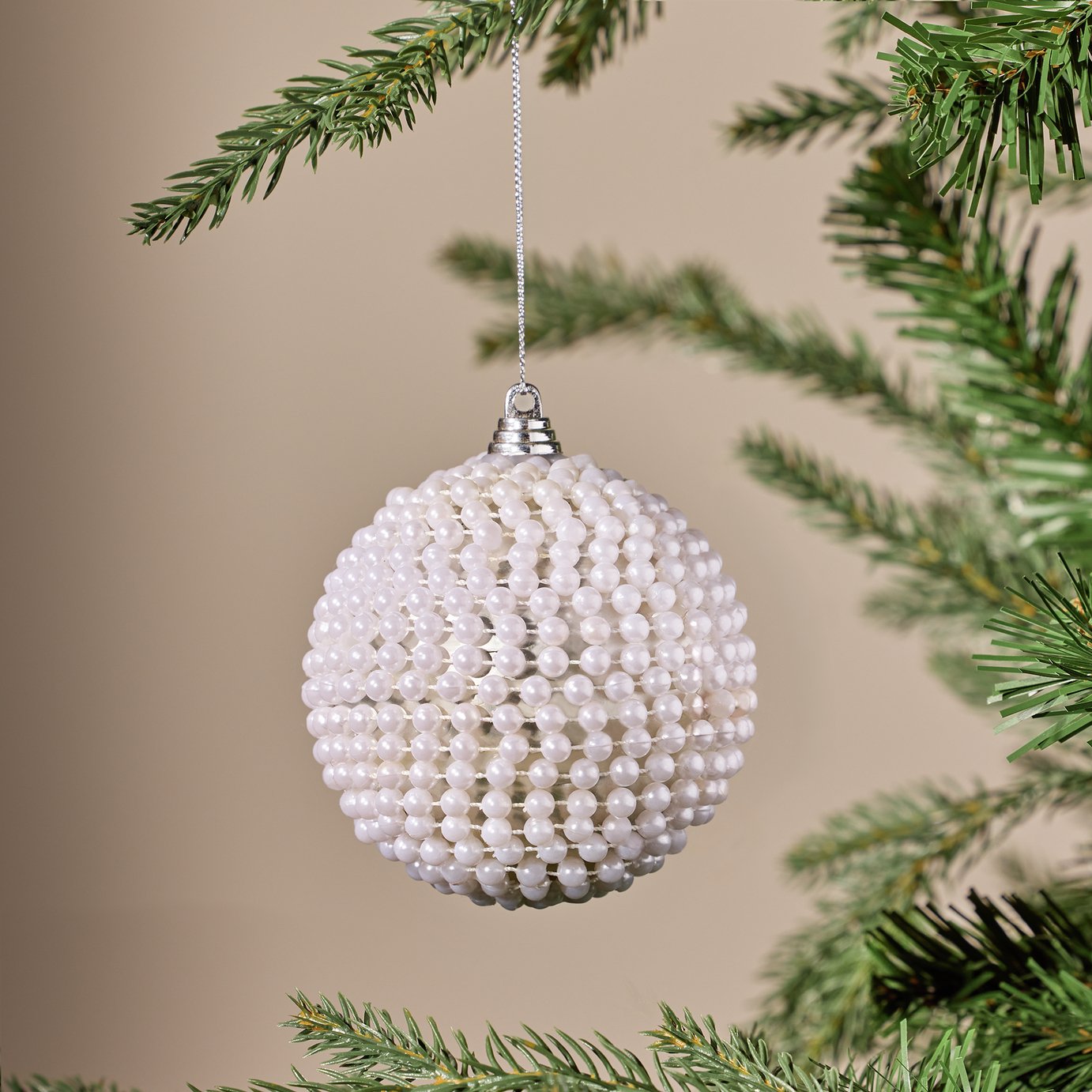 Argos Home Pearl Wrapped Christmas Bauble