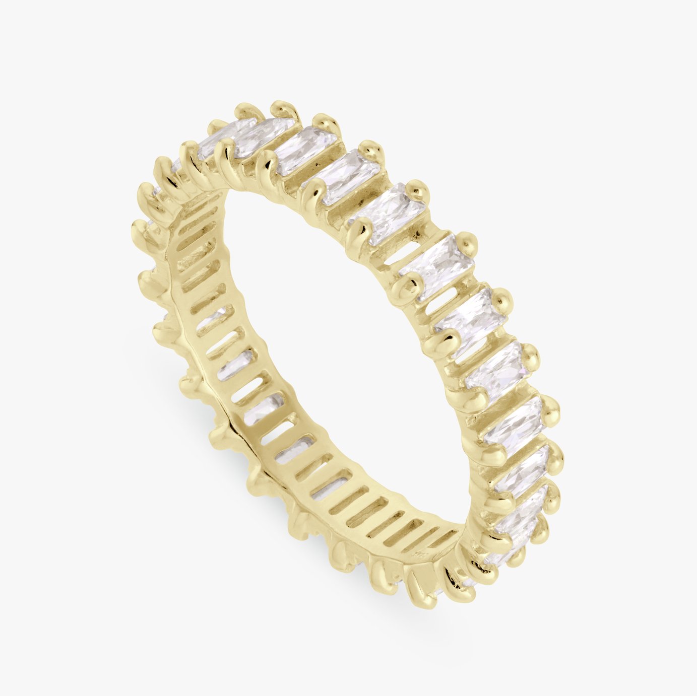 Revere Gold Plated Sterling Silver Baguette Ring - Large