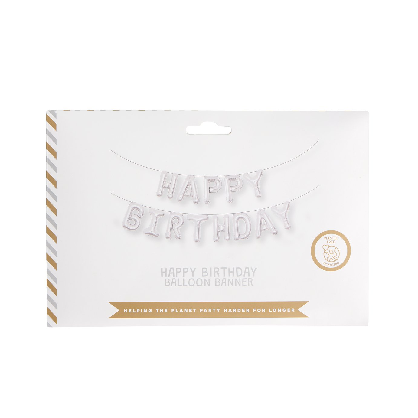Mad Party Silver Happy Birthday Foil Balloon Banner